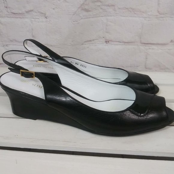 Bruno Magli Sz 9.5M Peep Toe Slingback Wedge Heels - Picture 3 of 8